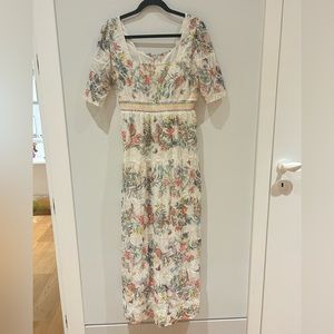 Alice and Olivia Floral Print Off White Midi Dress Size 12